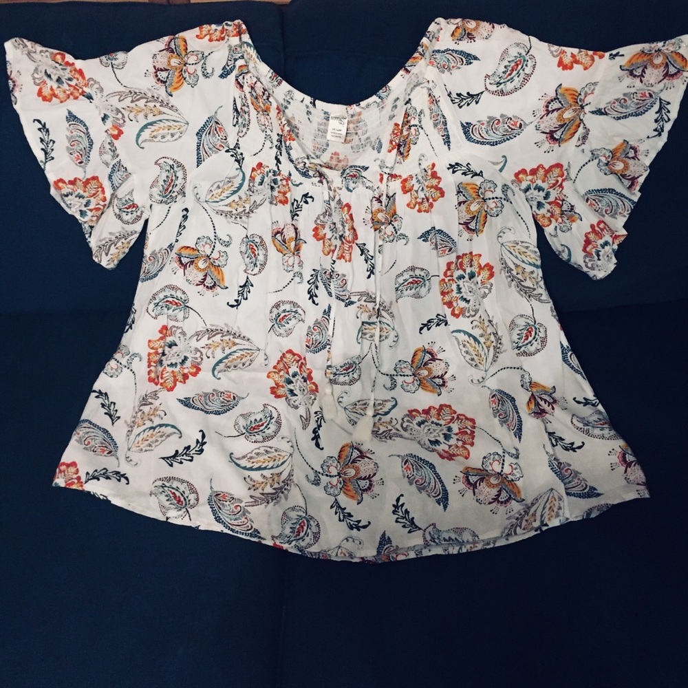 Women’s blouse floral spring summer white 14W XL